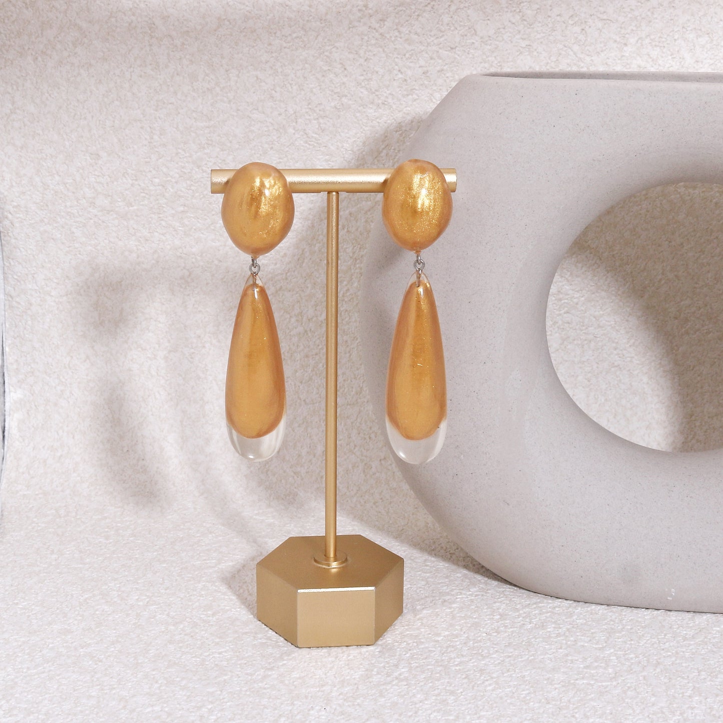 LUXUS Gold Glass Glamour Drop Earrings