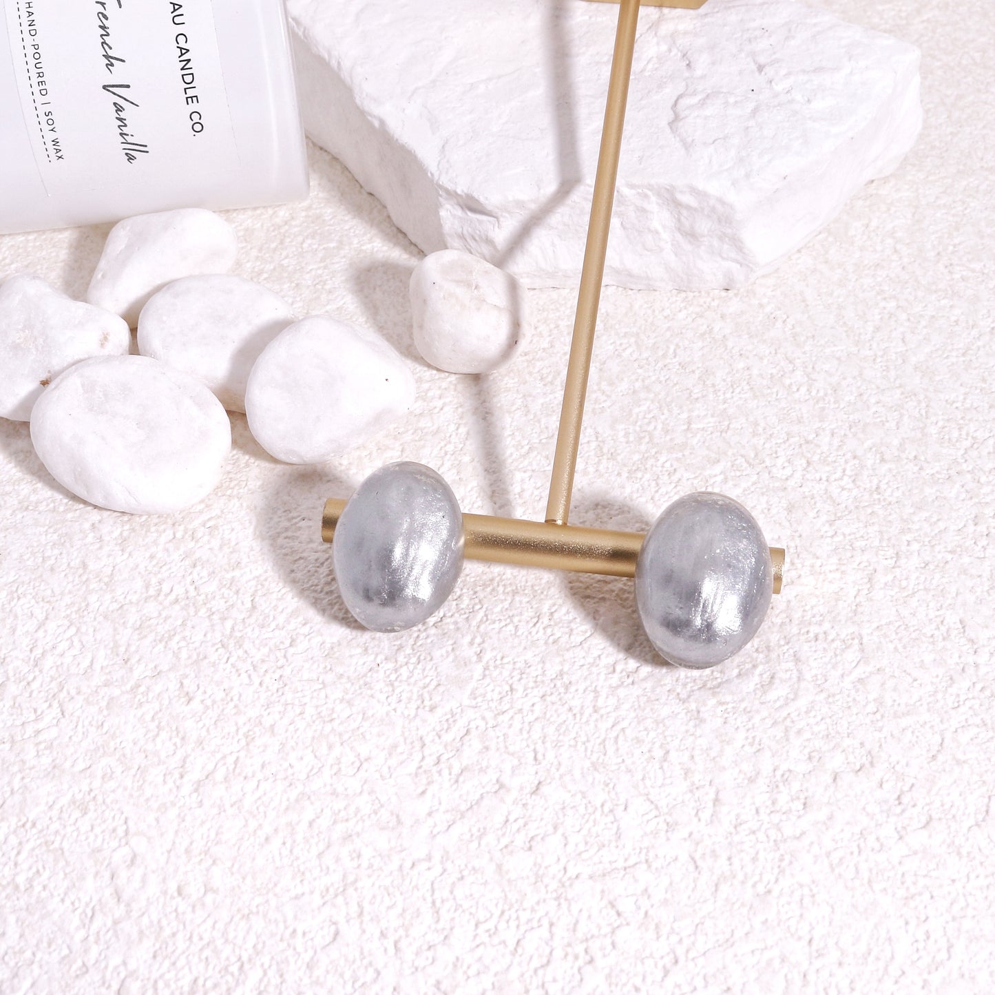 LUXUS Silver Glass Stud Earrings