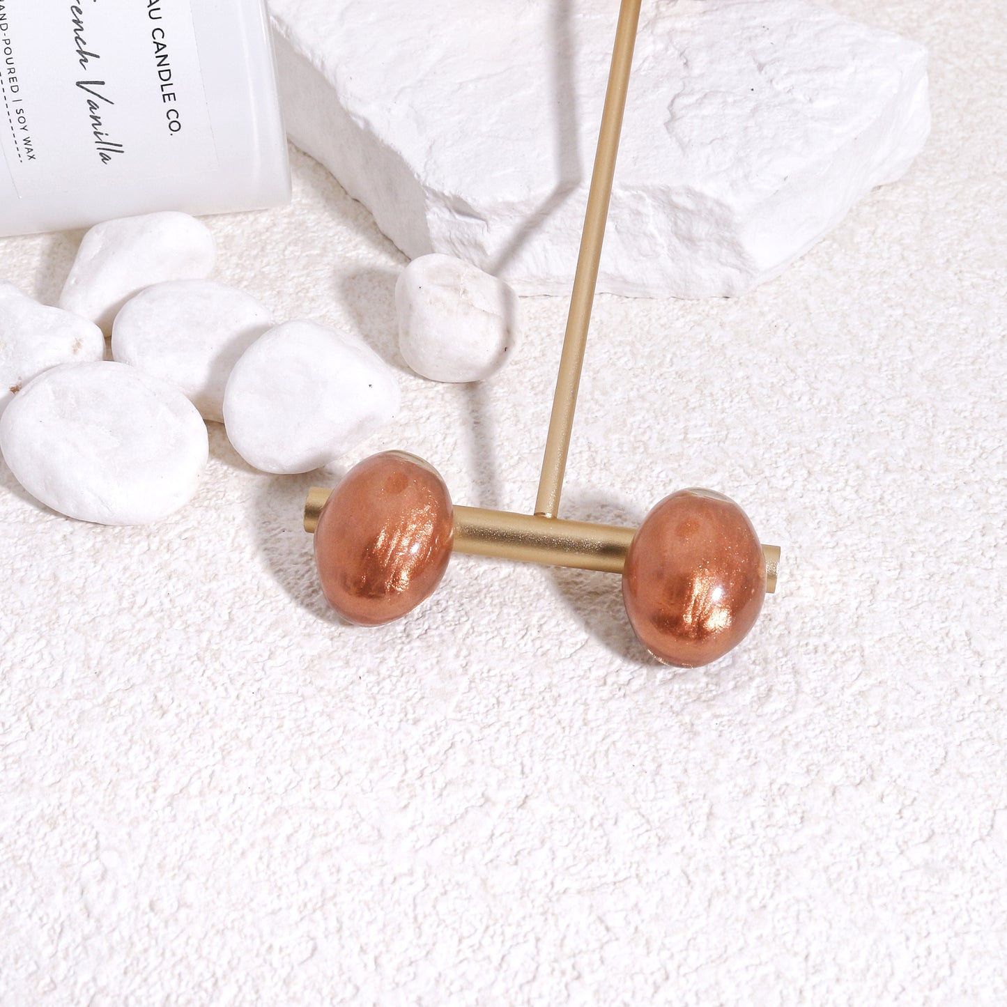 LUXUS Rose Gold Glass Stud Earrings