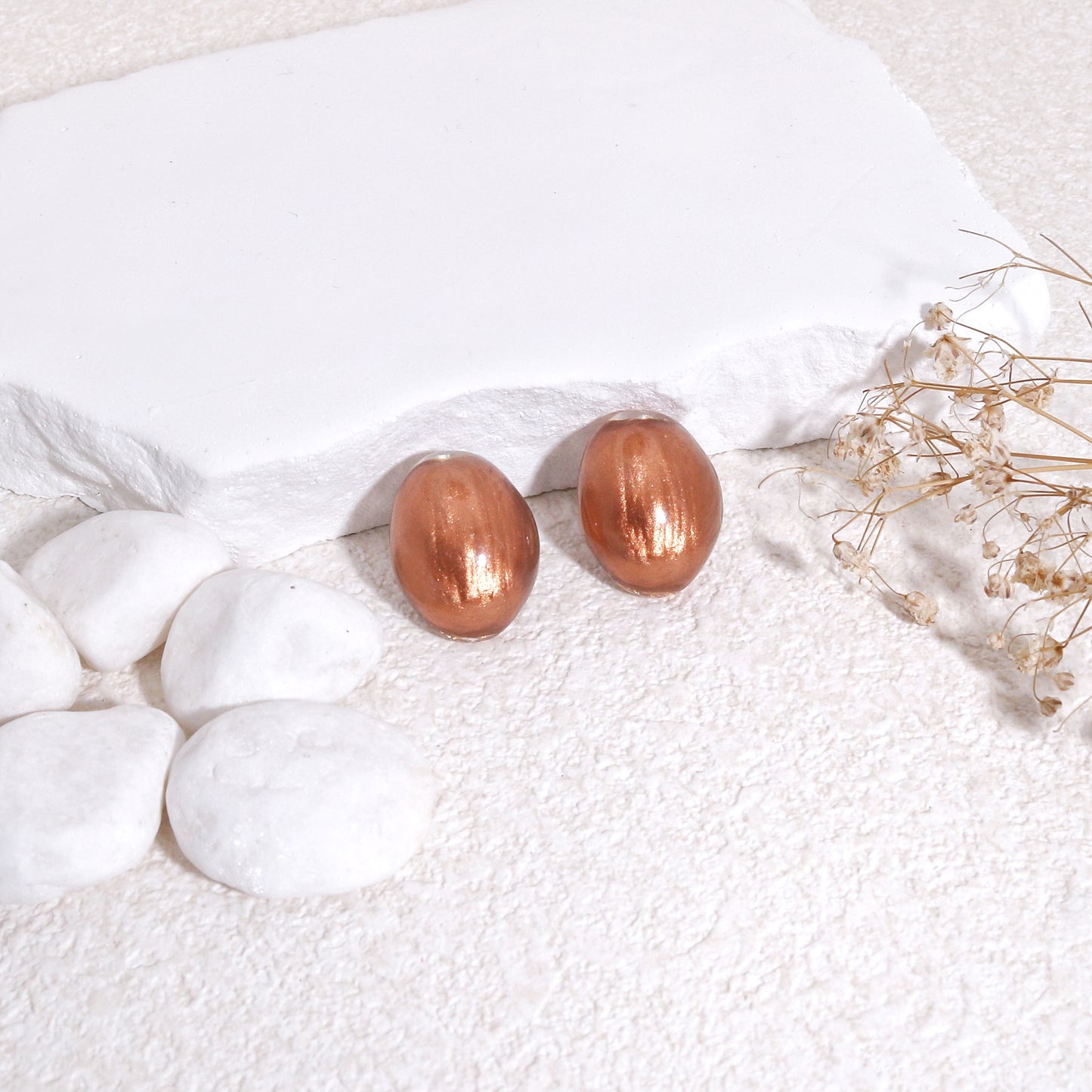 LUXUS Rose Gold Glass Stud Earrings