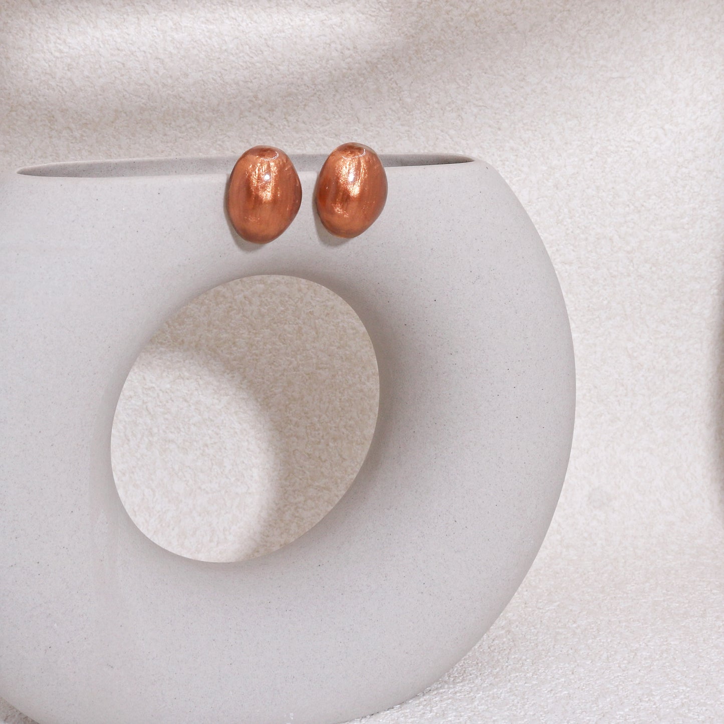 LUXUS Rose Gold Glass Stud Earrings