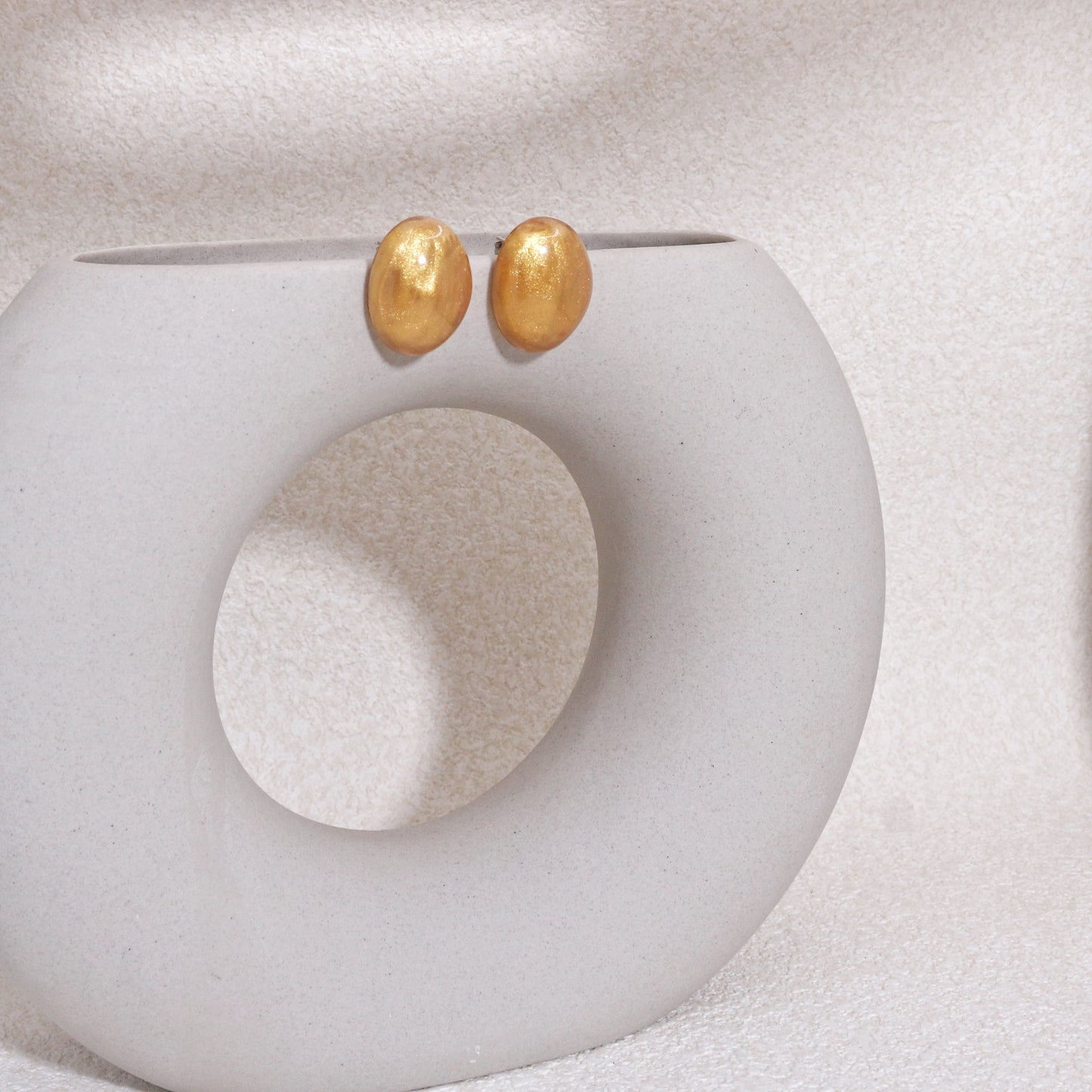 LUXUS Gold Glass Stud Earrings