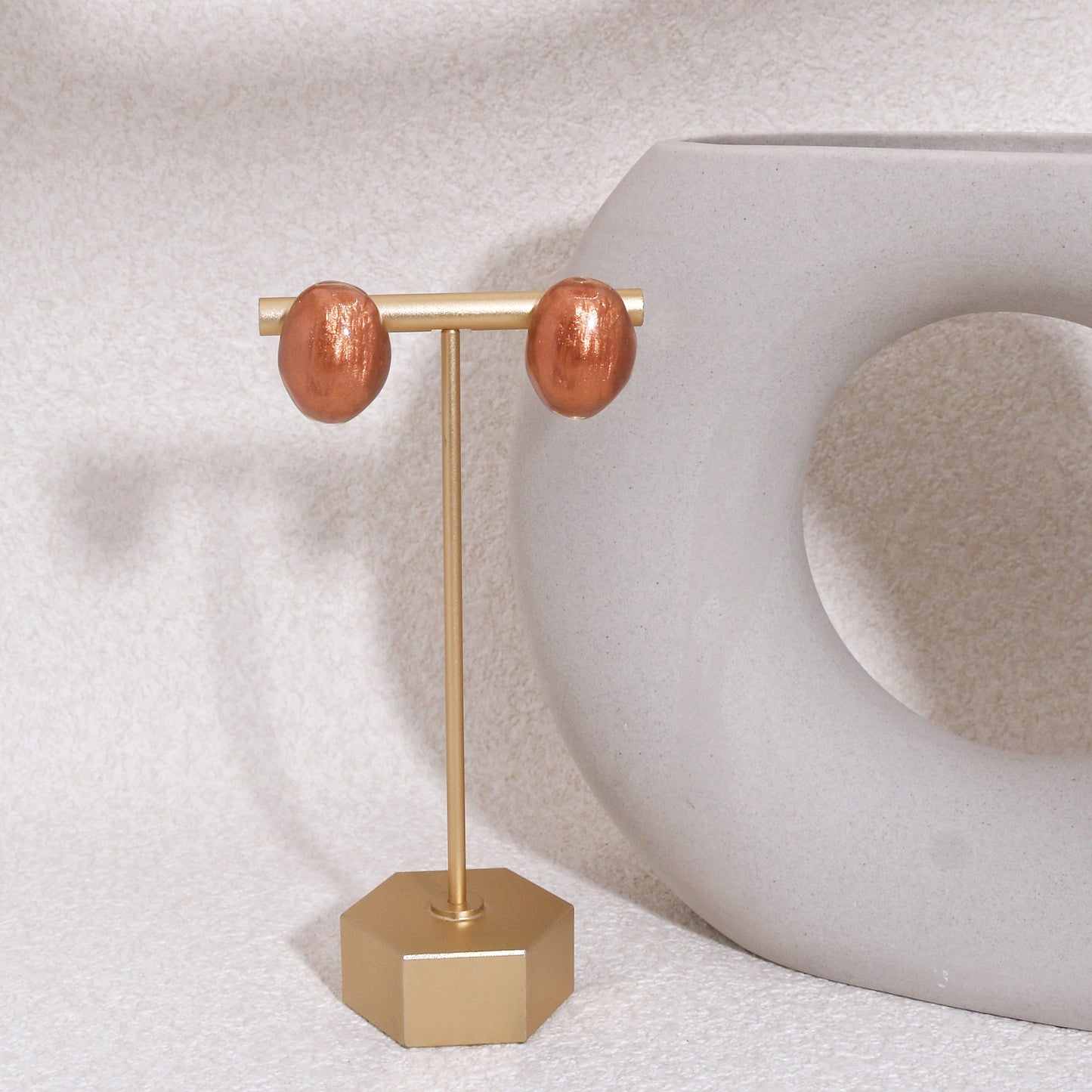 LUXUS Rose Gold Glass Stud Earrings