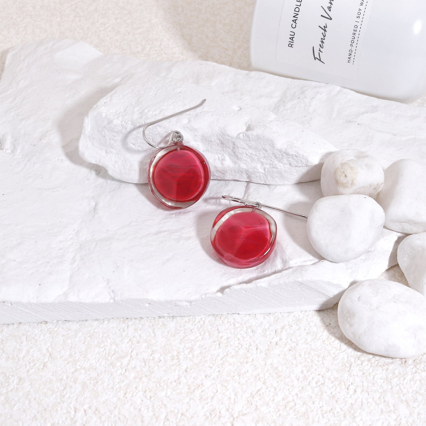 ZSISKA Short Resin Crystal Dangle Earrings