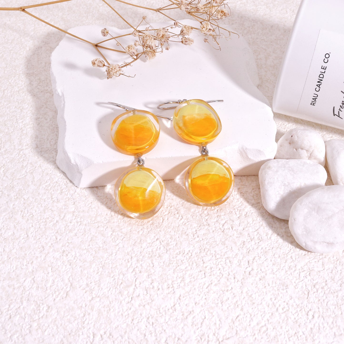 ZSISKA Resin Crystal Glamor Drop Earrings