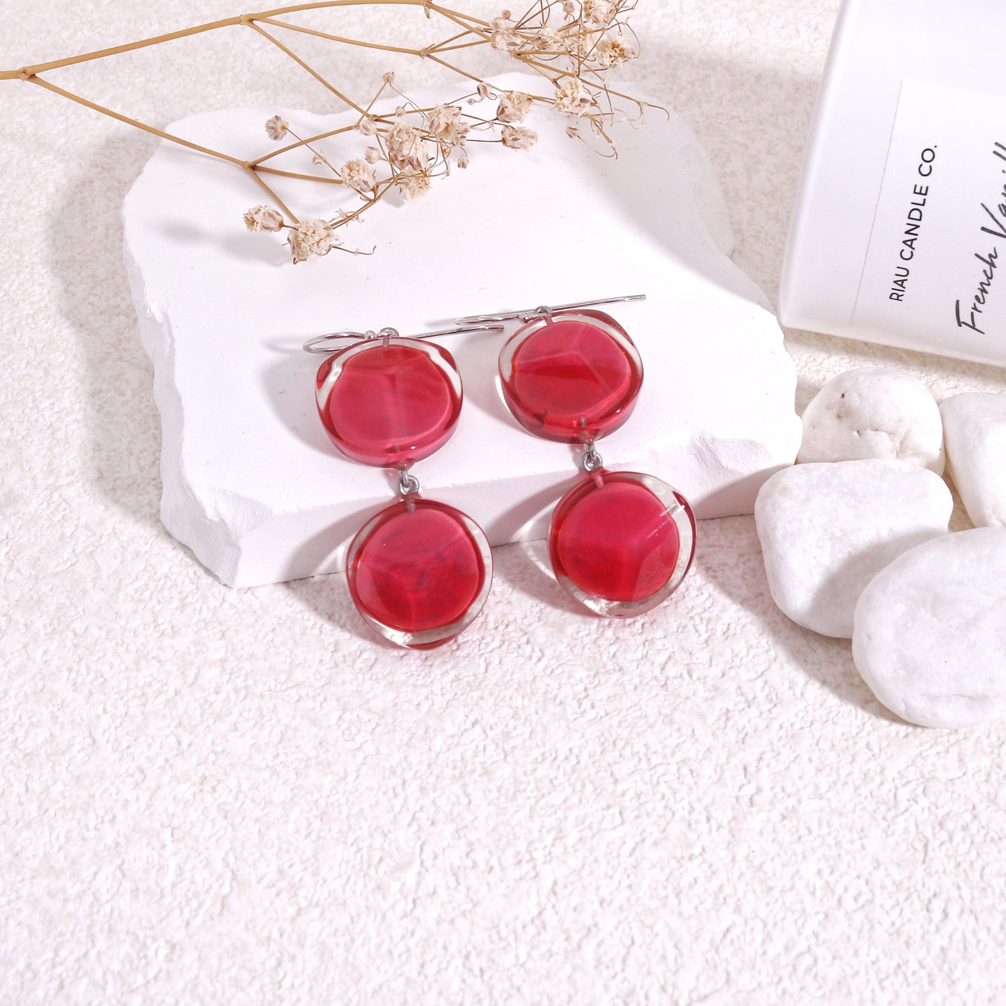 ZSISKA Resin Crystal Glamor Drop Earrings