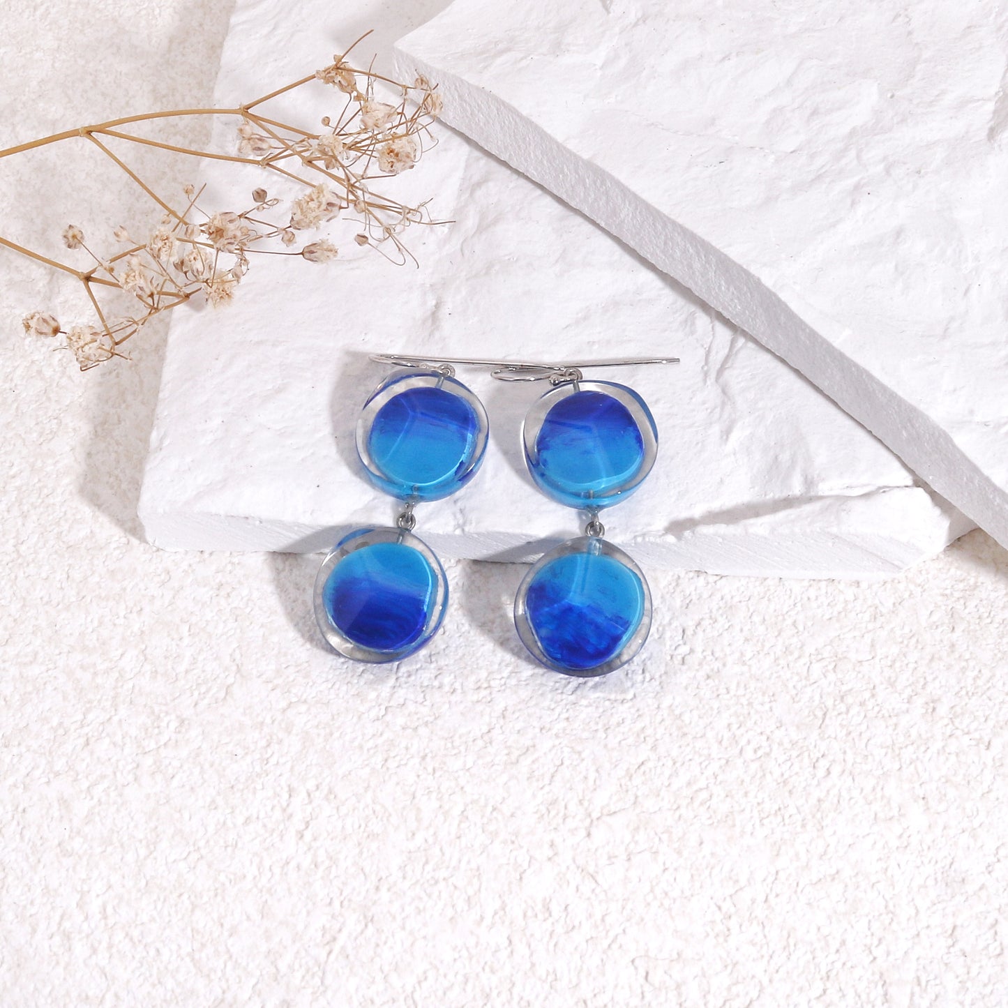 ZSISKA Resin Crystal Glamor Drop Earrings