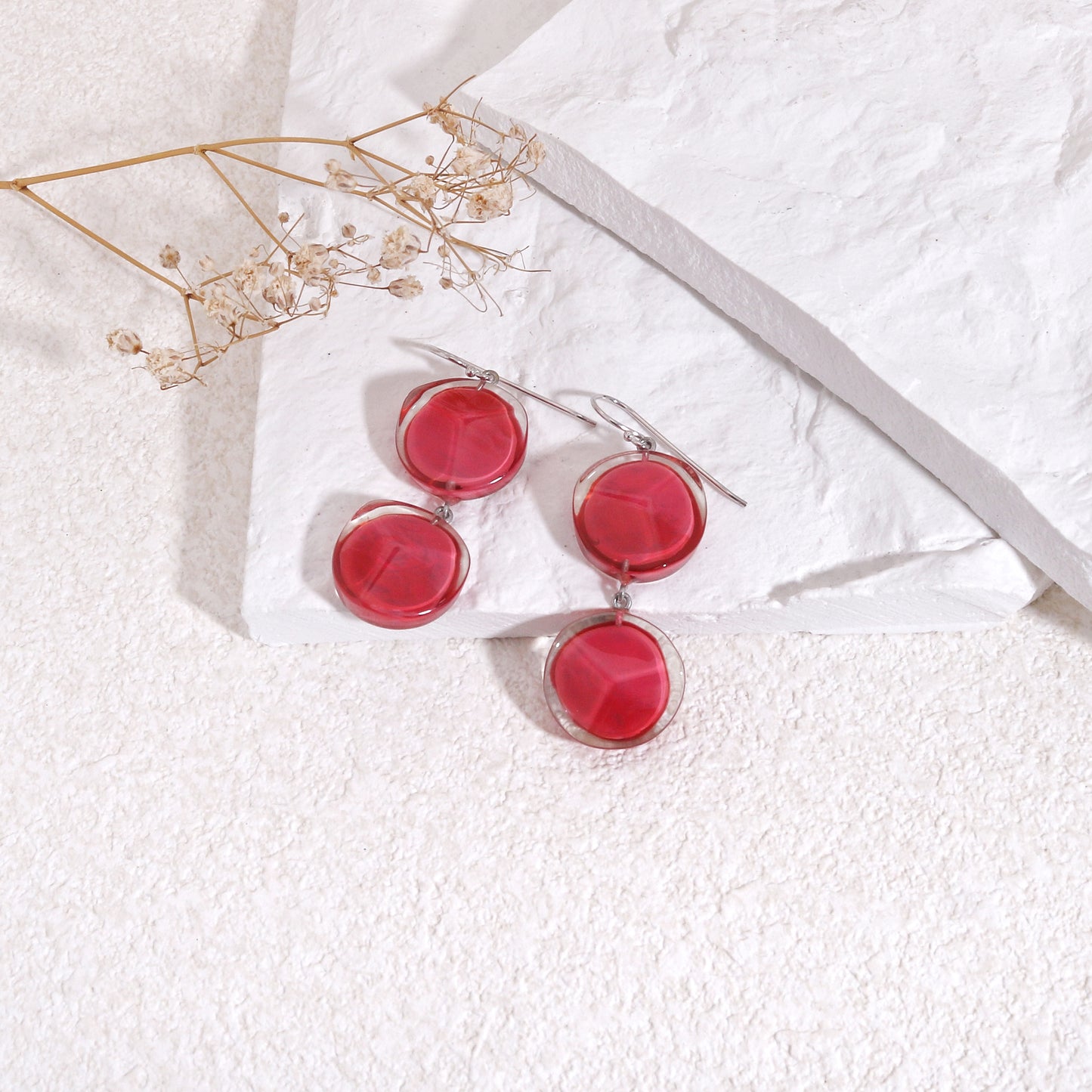 ZSISKA Resin Crystal Glamor Drop Earrings