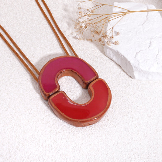 FARA Jigsaw Wood Resin Pendant