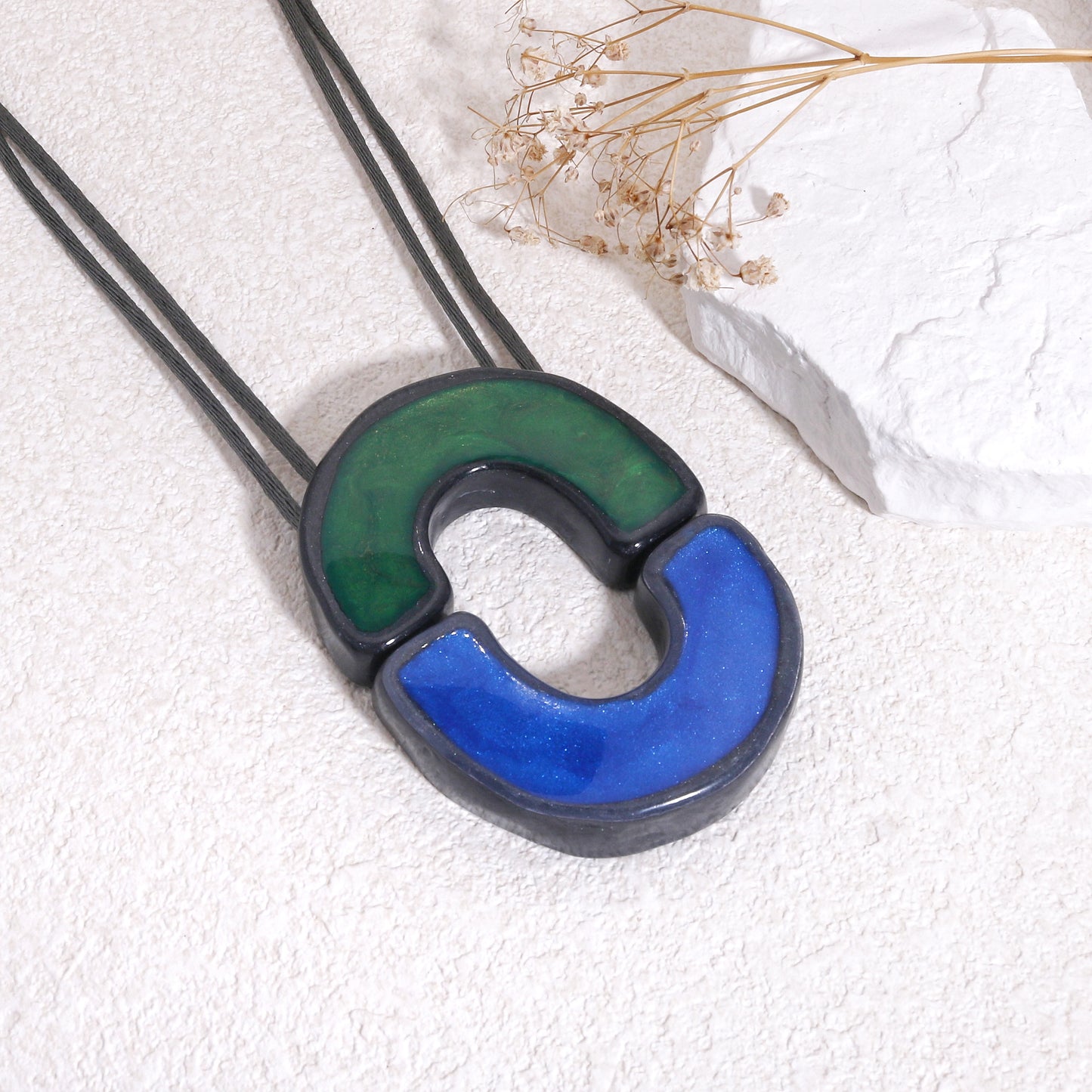 FARA Jigsaw Wood Resin Pendant