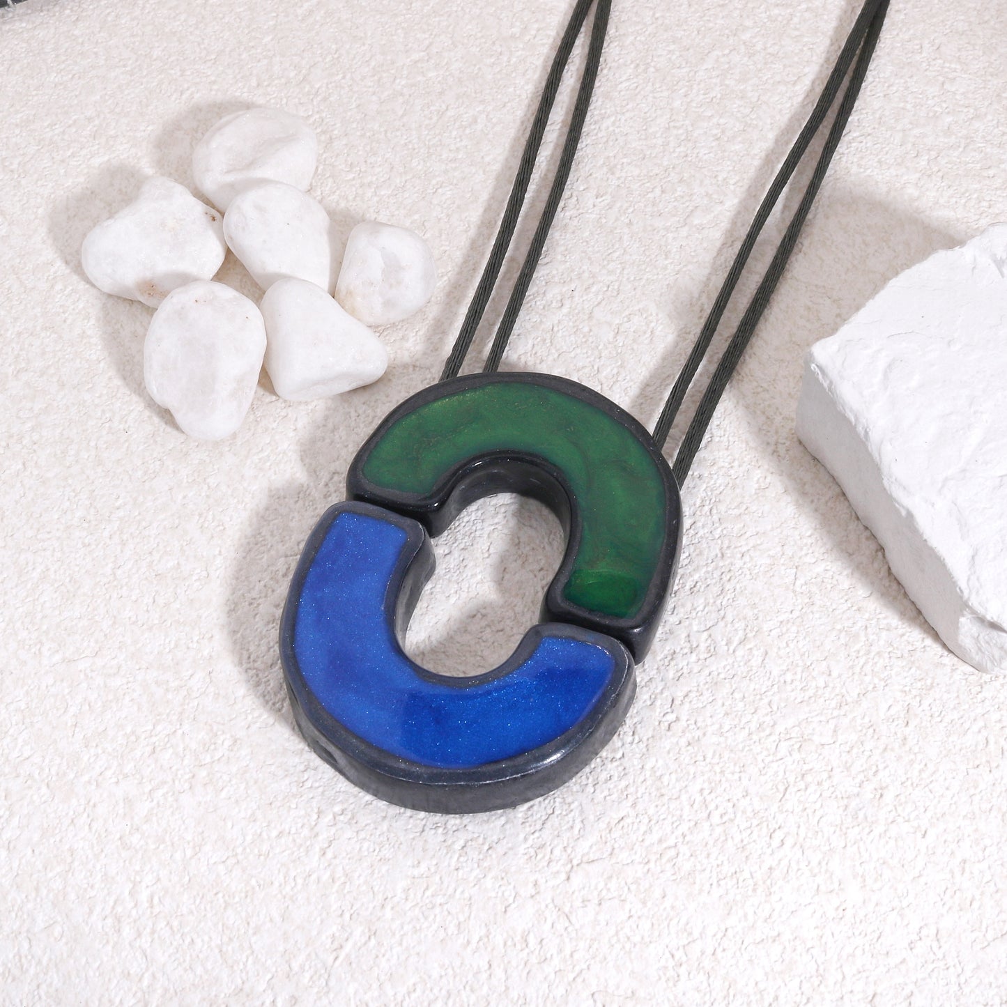 FARA Jigsaw Wood Resin Pendant