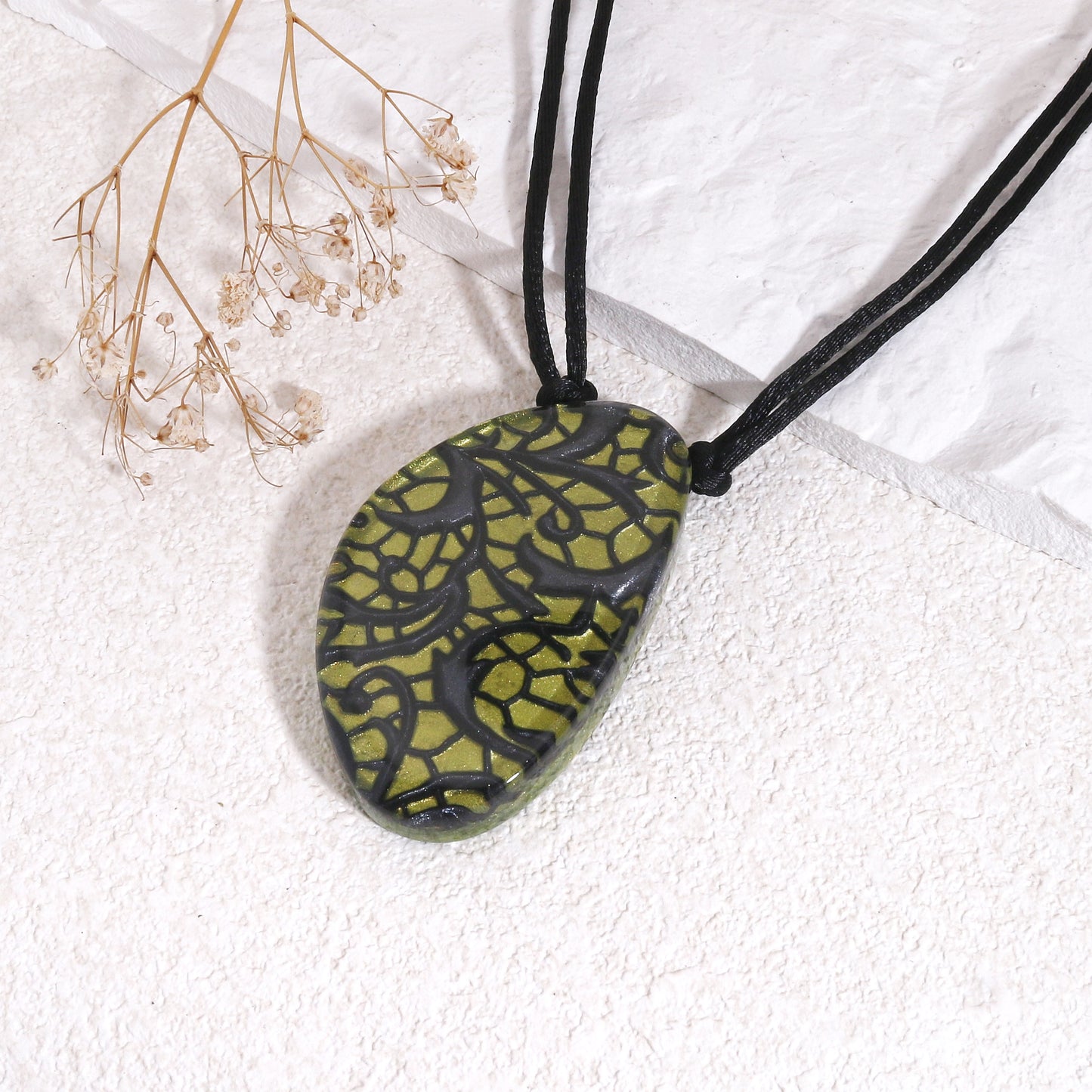 PEACE Solitaire Pendant in Green