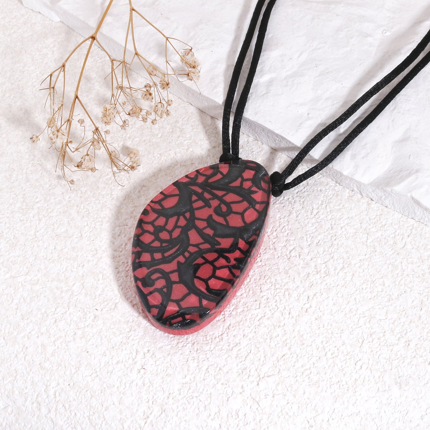 PEACE Solitaire Pendant in Red