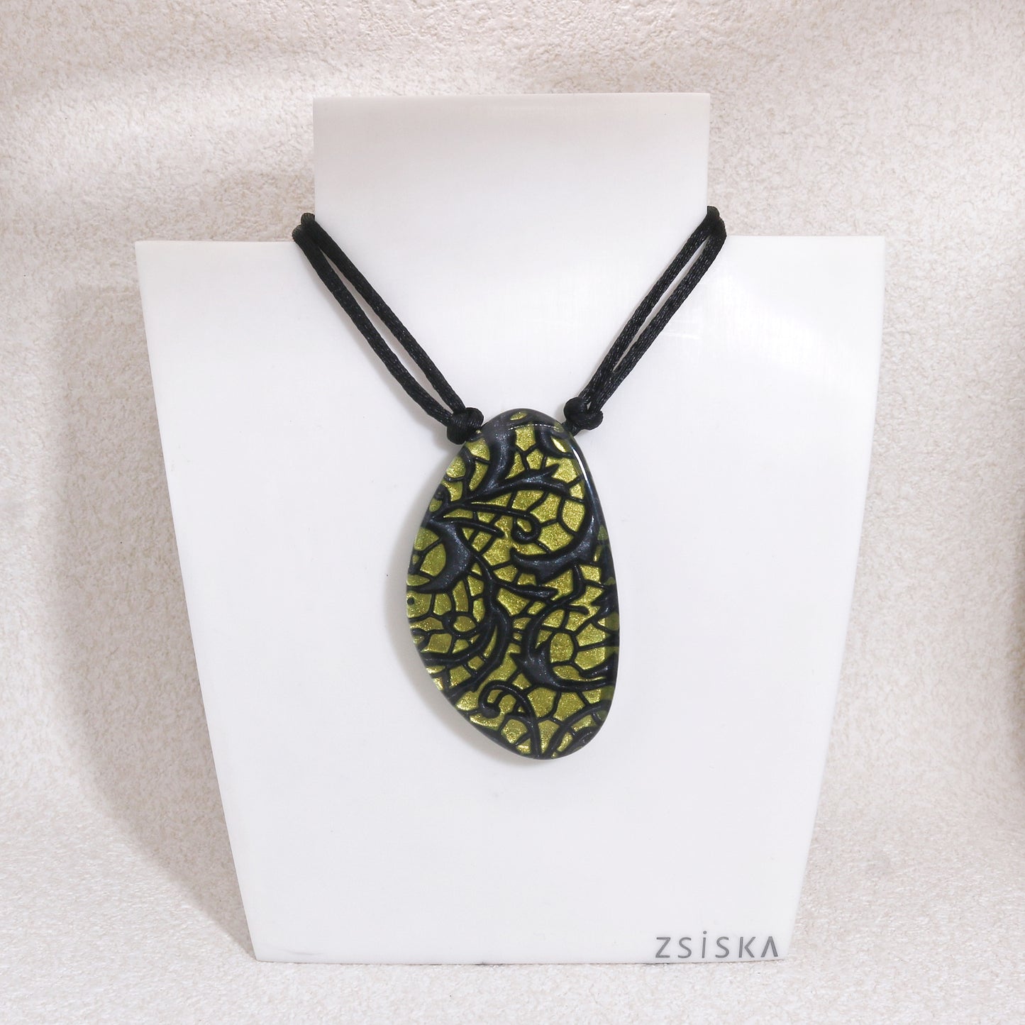 PEACE Solitaire Pendant in Green
