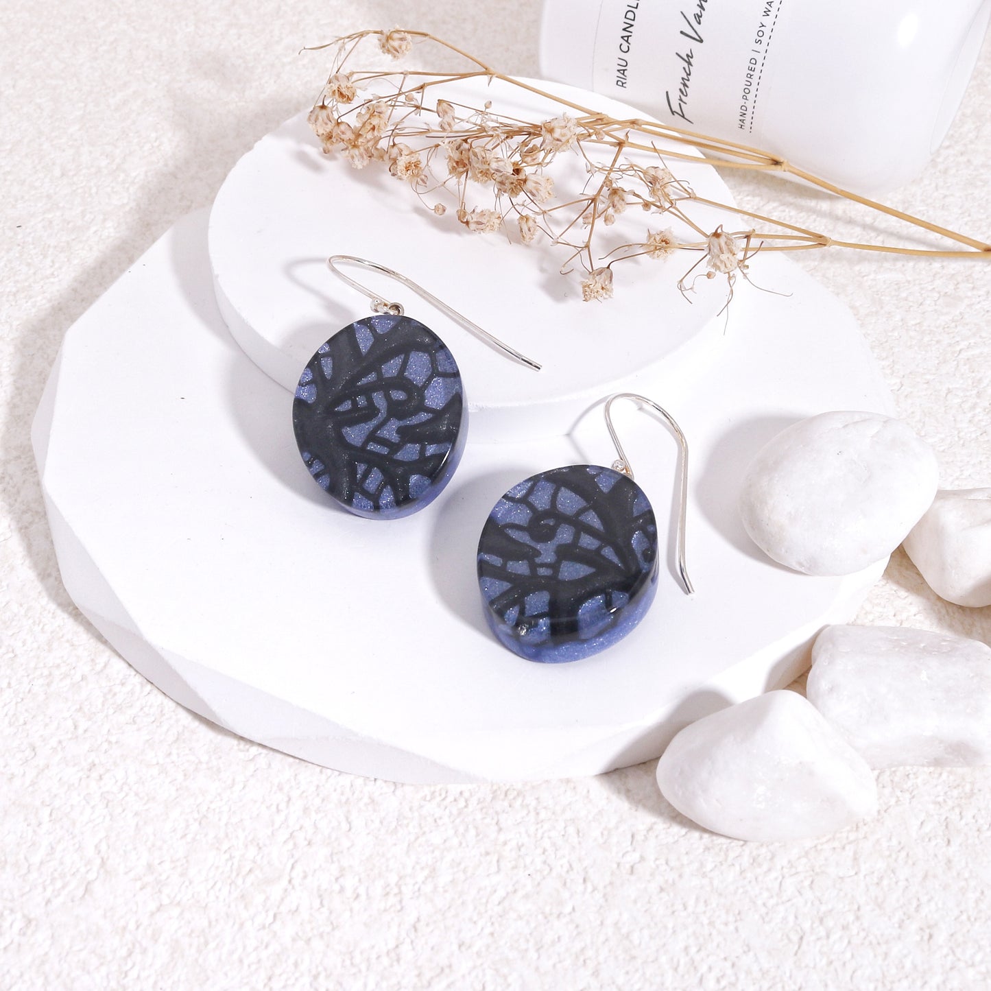PEACE Handcraft Art Deco Solitaire Earrings