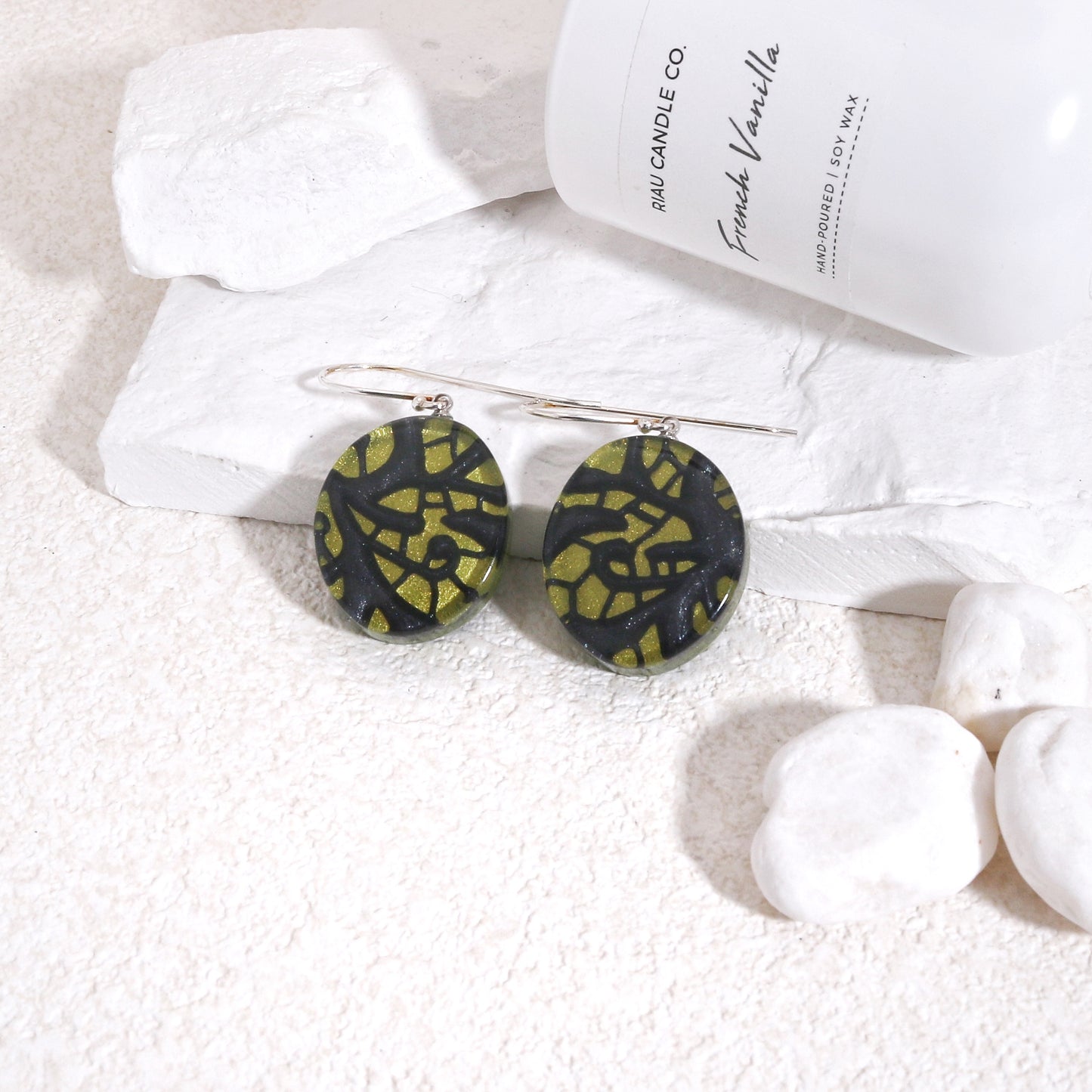 PEACE Handcraft Art Deco Solitaire Earrings