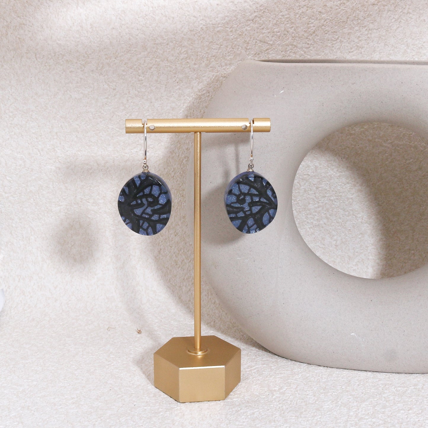 PEACE Handcraft Art Deco Solitaire Earrings