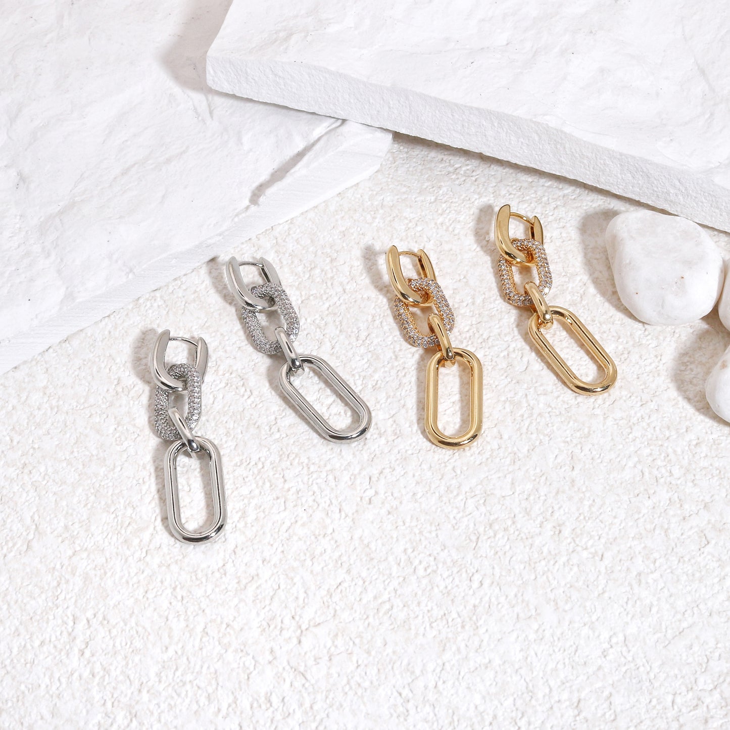 Kullie's Stylish CZ Minimalist Drop Dangle Earrings