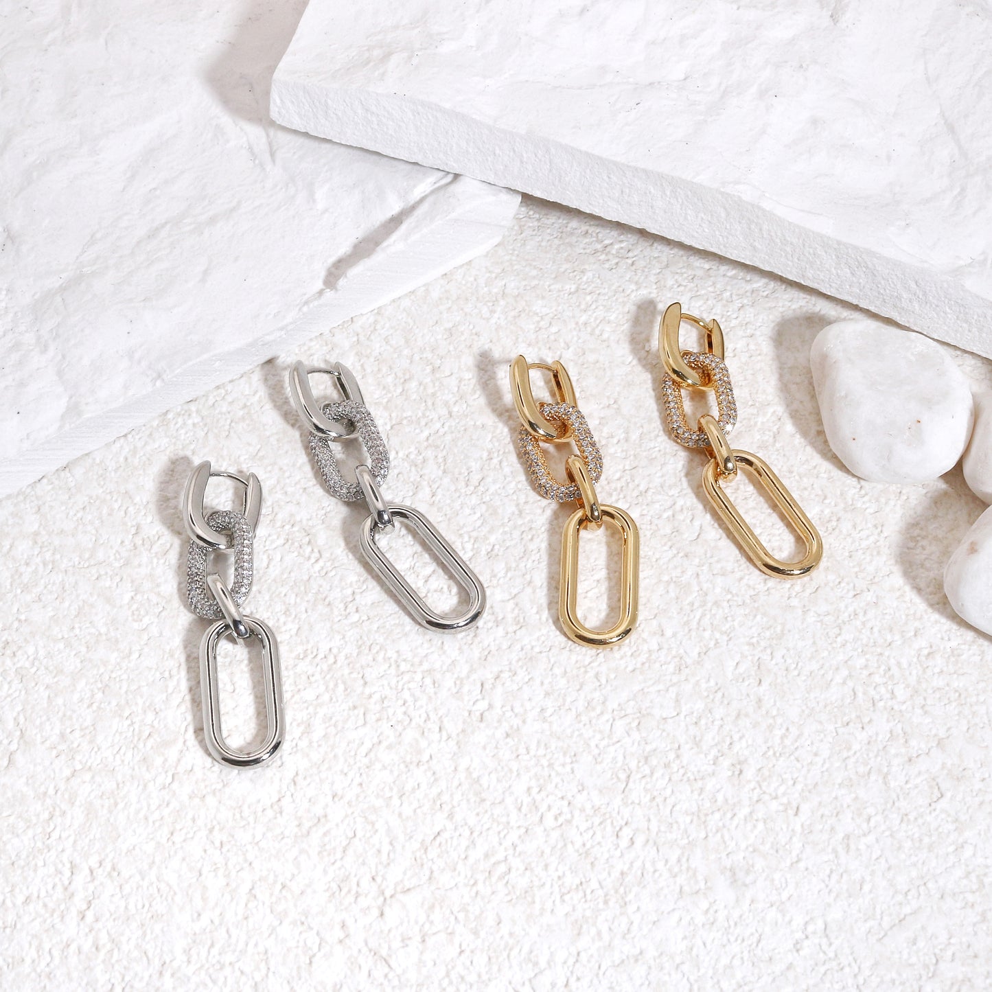 Kullie's Stylish CZ Minimalist Drop Dangle Earrings