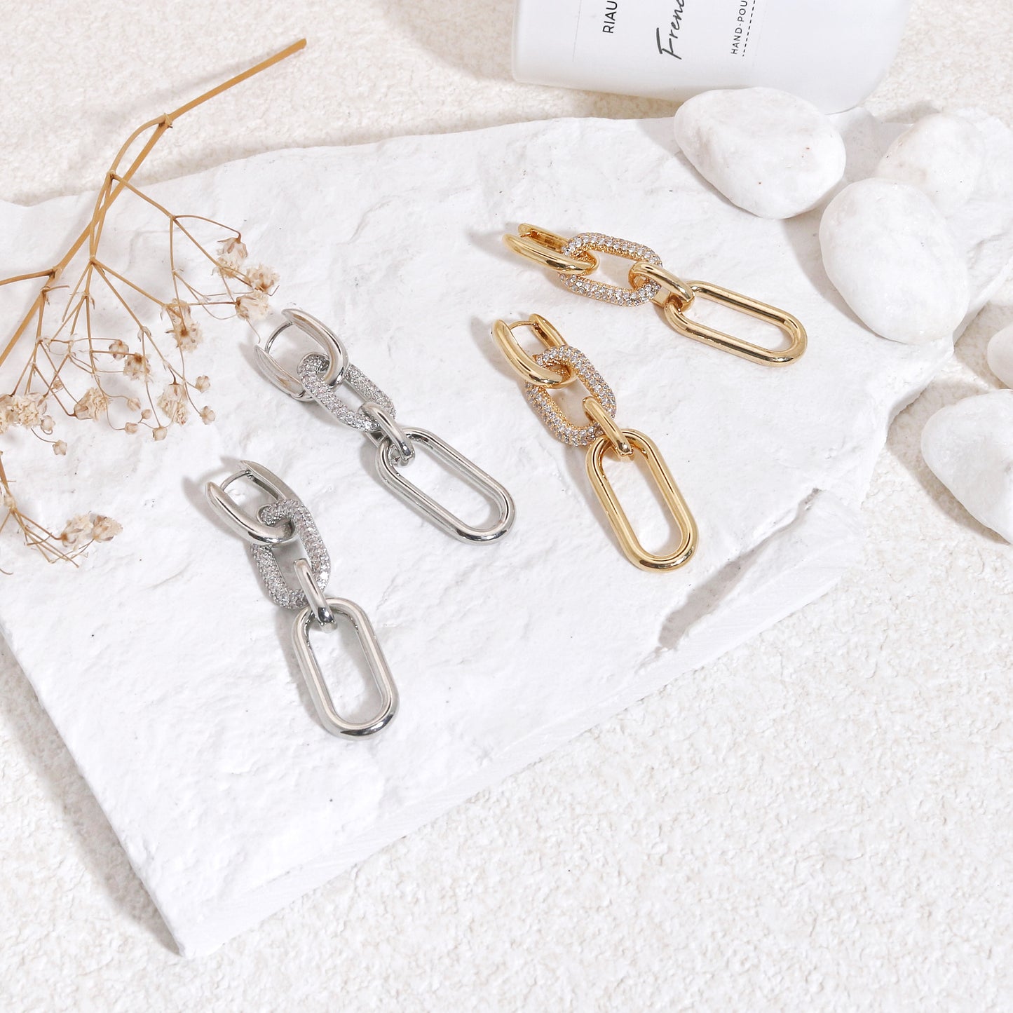 Kullie's Stylish CZ Minimalist Drop Dangle Earrings