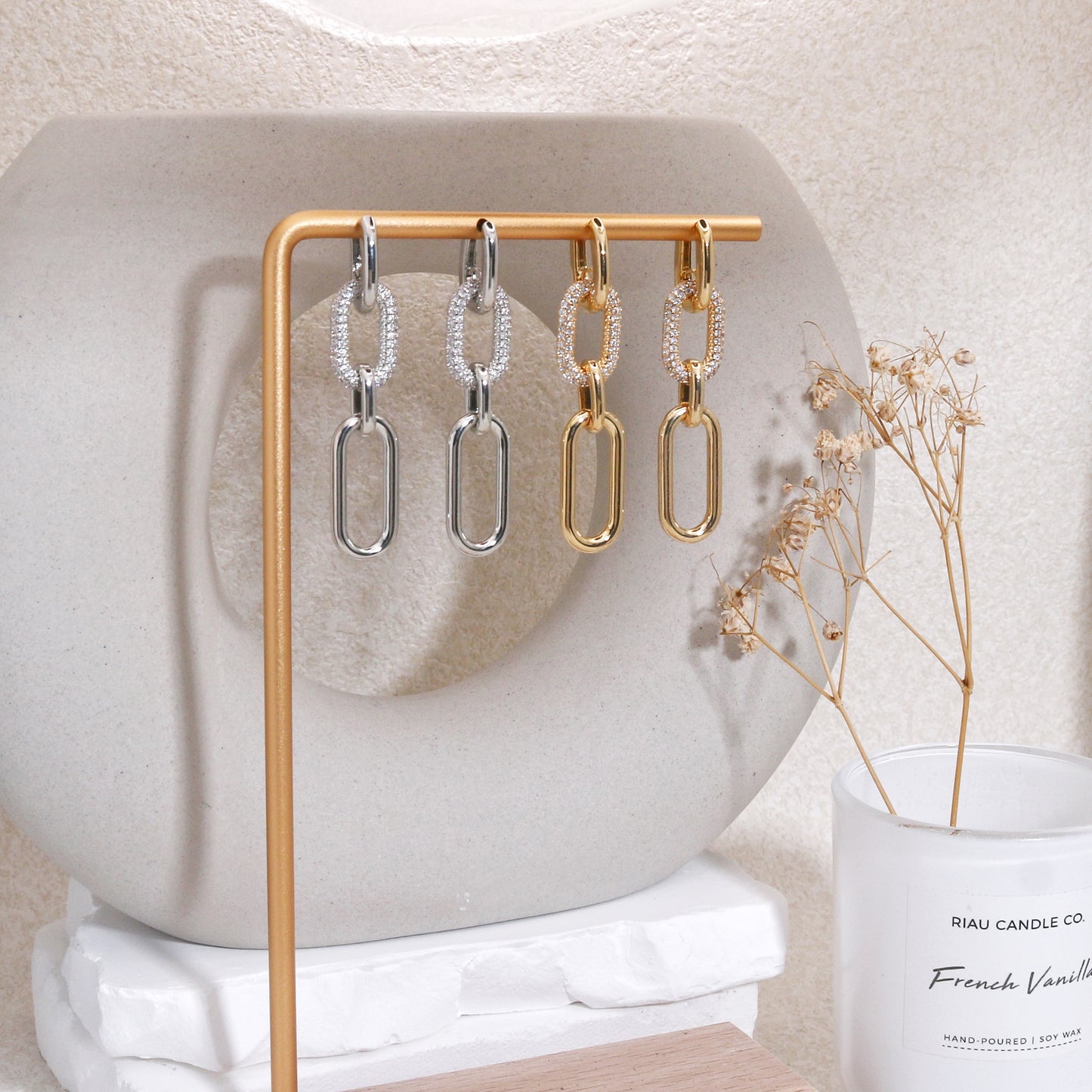 Kullie's Stylish CZ Minimalist Drop Dangle Earrings