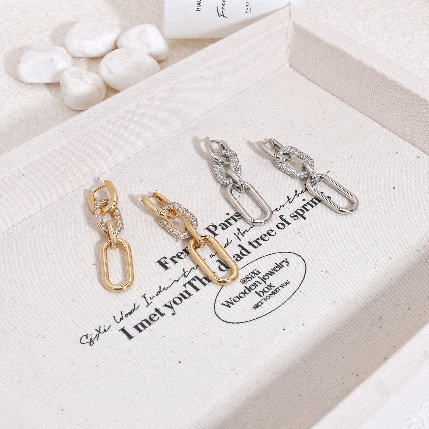 Kullie's Stylish CZ Minimalist Drop Dangle Earrings