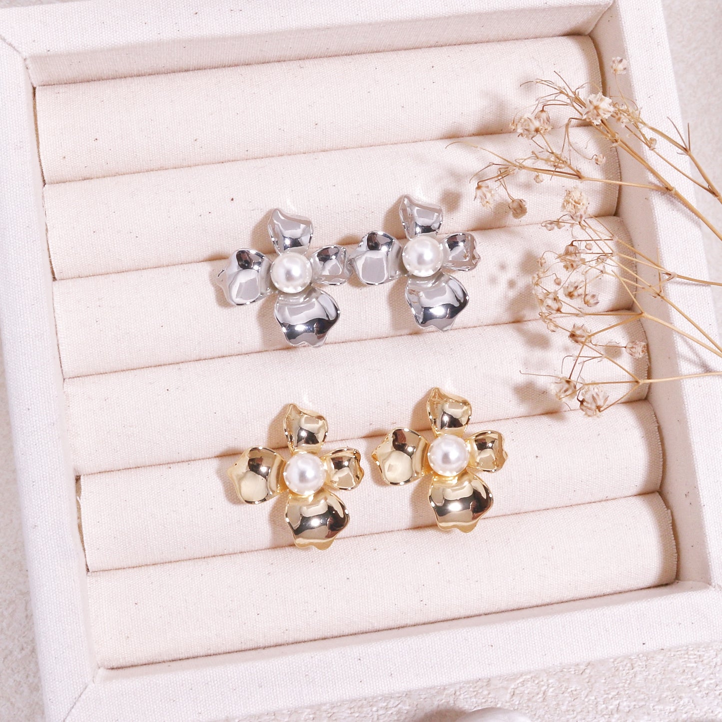 Kaylee's Statement Floral Metallic Stud Earrings