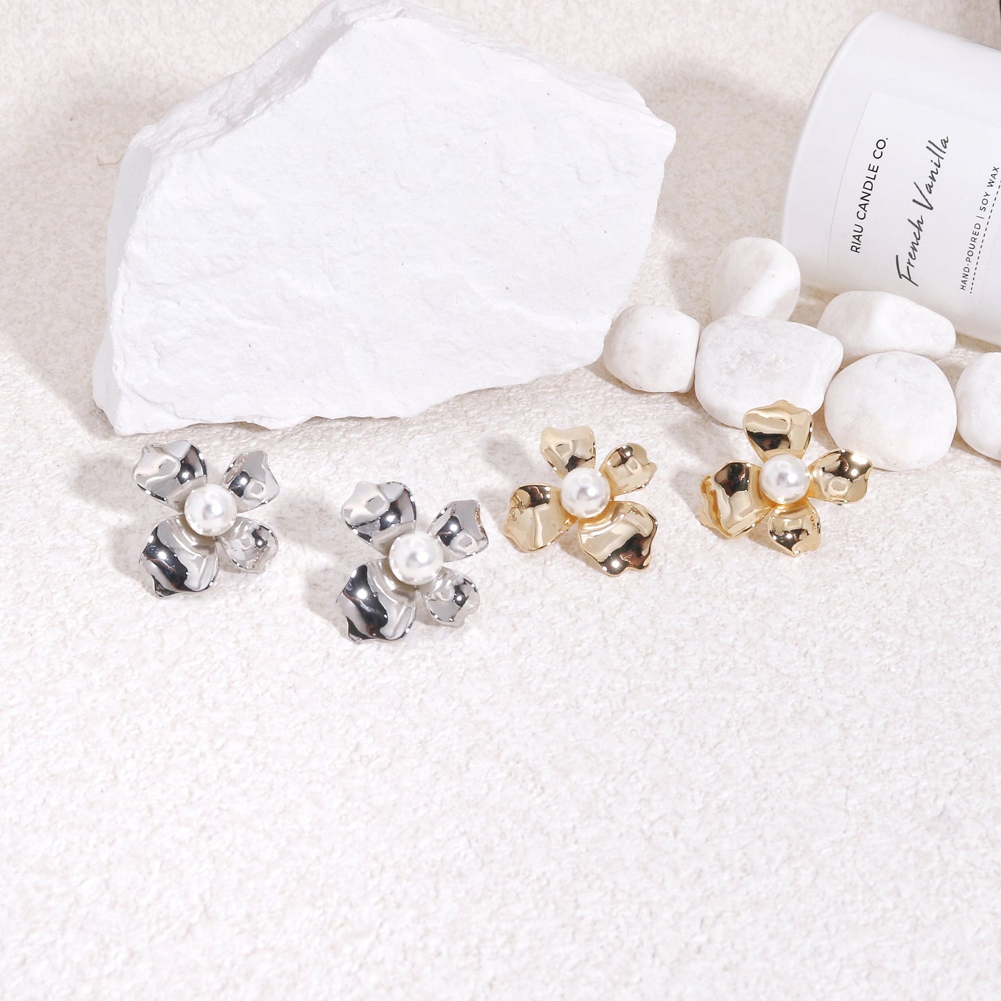 Kaylee's Statement Floral Metallic Stud Earrings