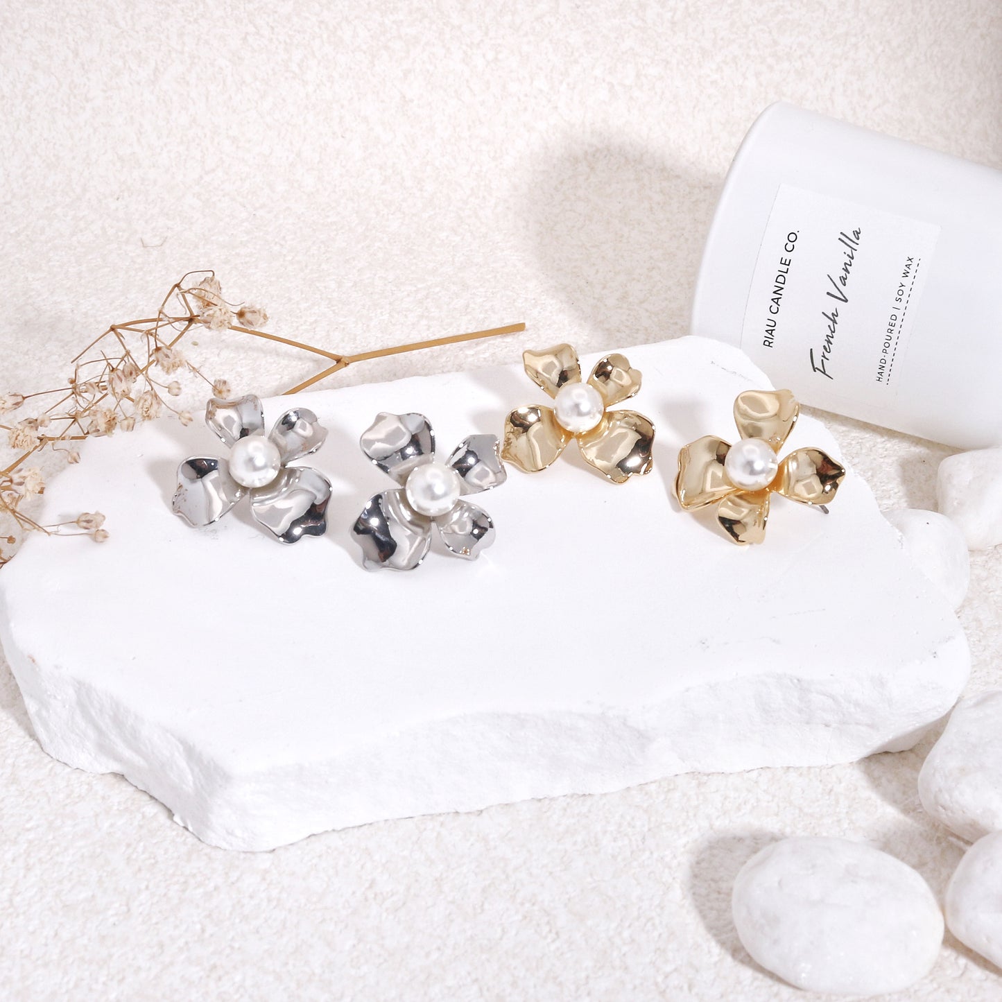 Kaylee's Statement Floral Metallic Stud Earrings