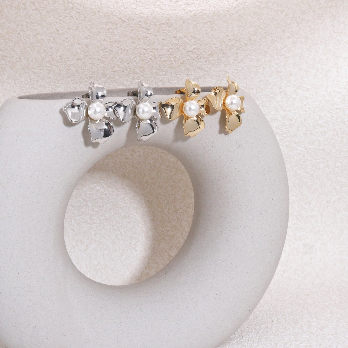 Kaylee's Statement Floral Metallic Stud Earrings