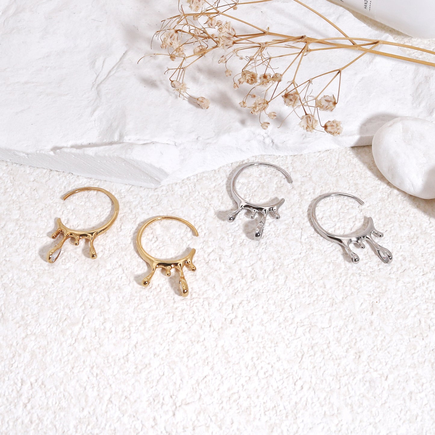 Hilary Liquid Droplet Hoop Earrings