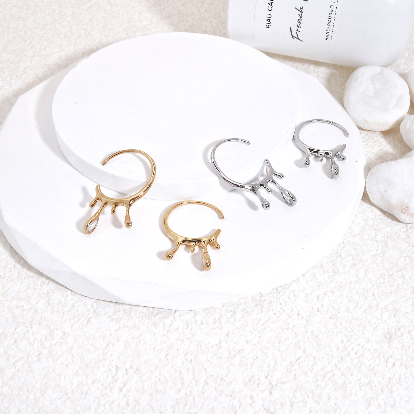 Hilary Liquid Droplet Hoop Earrings