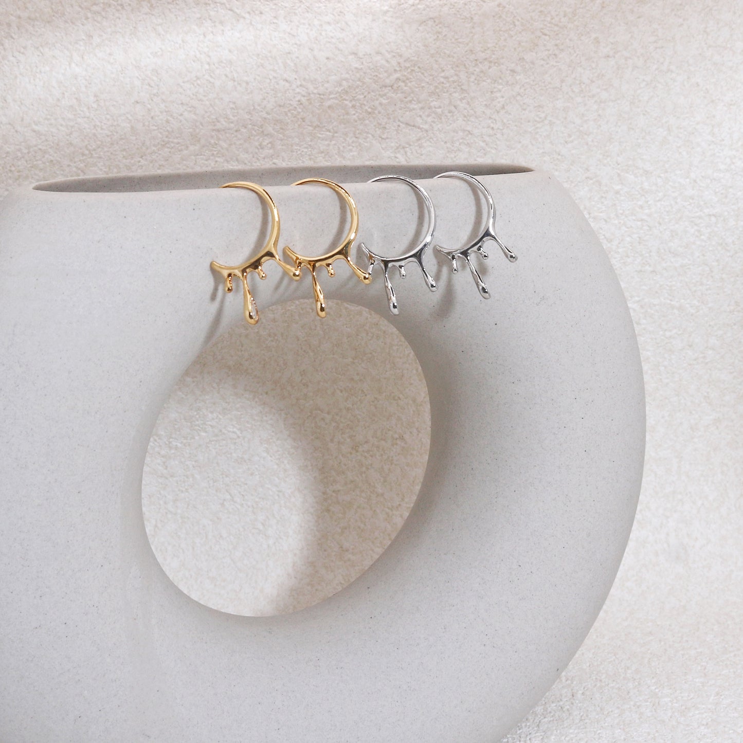 Hilary Liquid Droplet Hoop Earrings