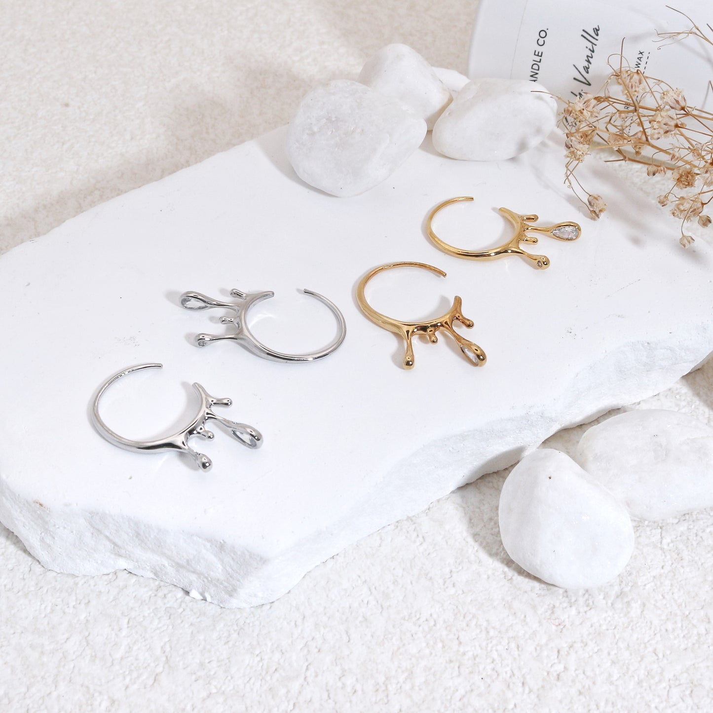 Hilary Liquid Droplet Hoop Earrings