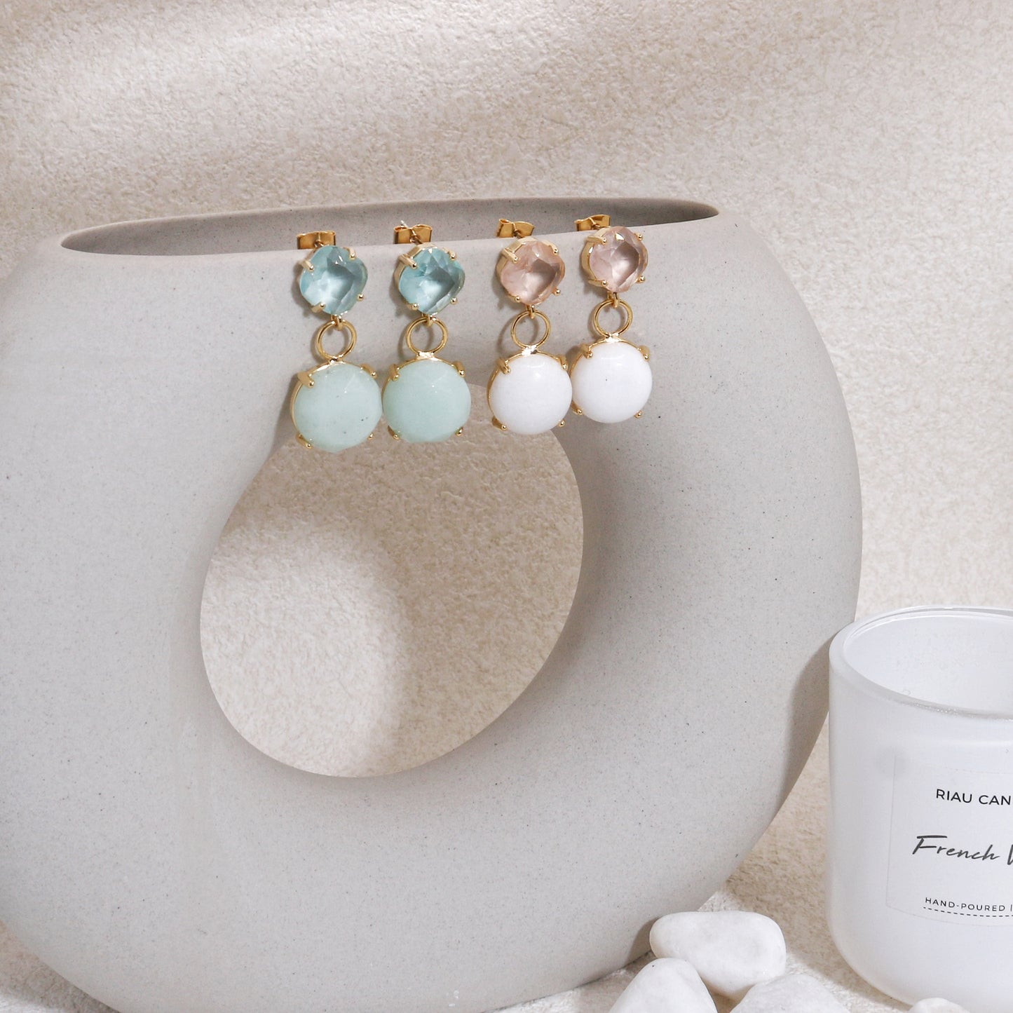 Coley Gemstone Statement Drop Earrings
