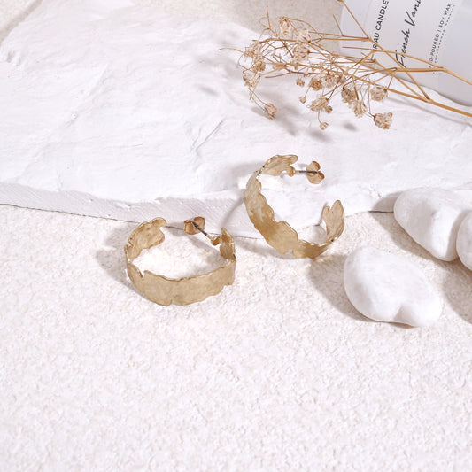 Vintage Designer Textured Hoop Earrings