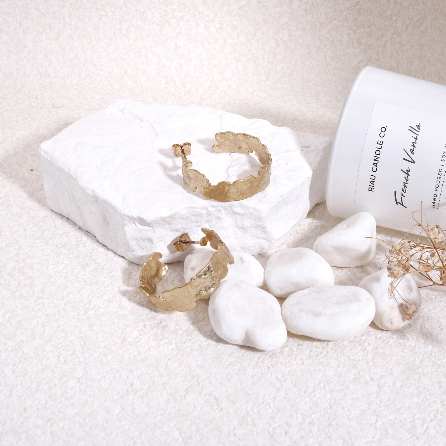 Vintage Designer Textured Hoop Earrings
