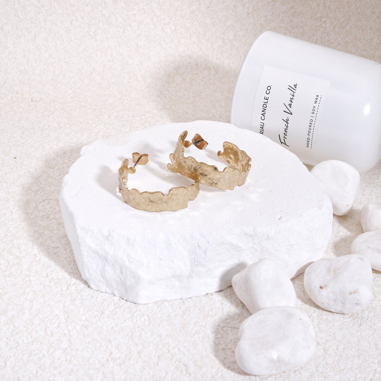 Vintage Designer Textured Hoop Earrings