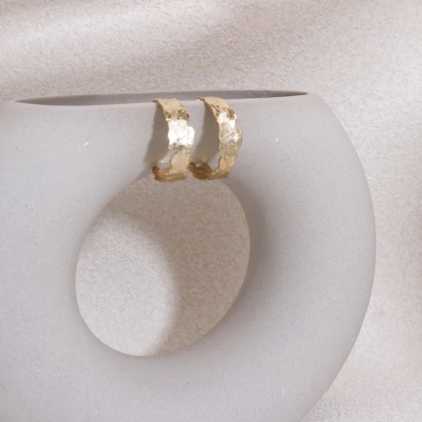 Vintage Designer Textured Hoop Earrings