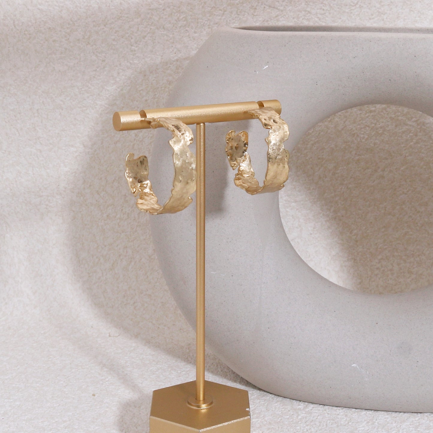 Vintage Designer Textured Hoop Earrings
