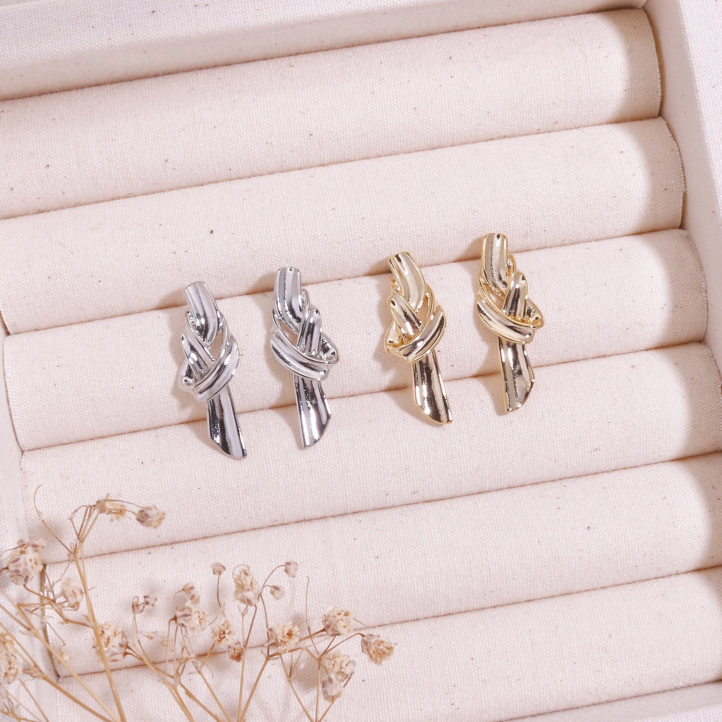 Madge Modern Knot Stud Drop Earrings
