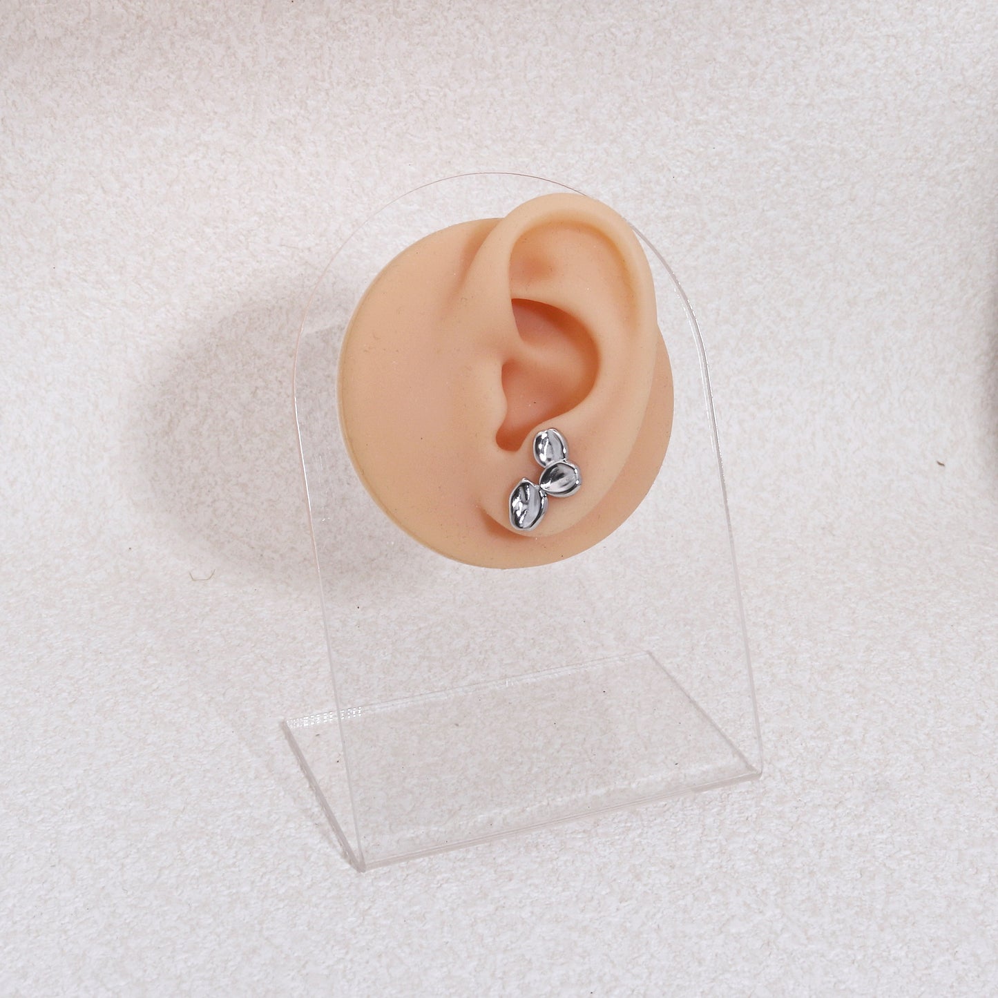 Trinity Textured Leaf Minimalist Stud Earrings