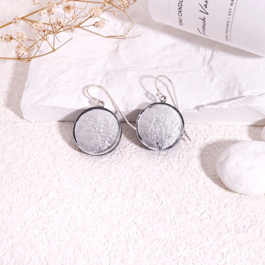 RADIANCE Solitaire Shimmer Silver Coin Earring