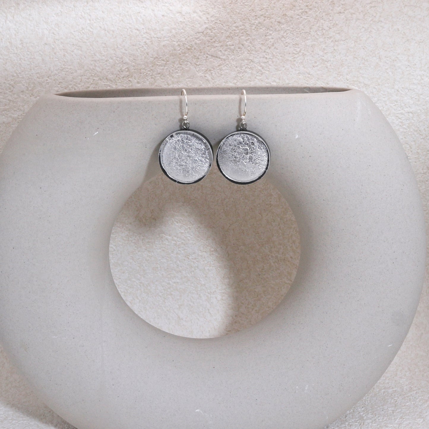 RADIANCE Solitaire Shimmer Silver Coin Earring