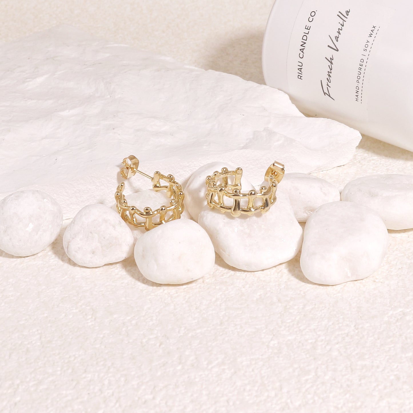 Sheridan Gold Tracked Bamboo Mini Hoop Earrings