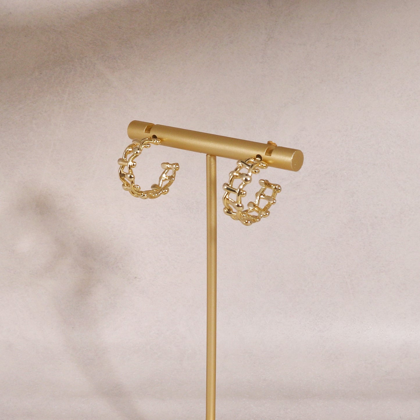 Sheridan Gold Tracked Bamboo Mini Hoop Earrings