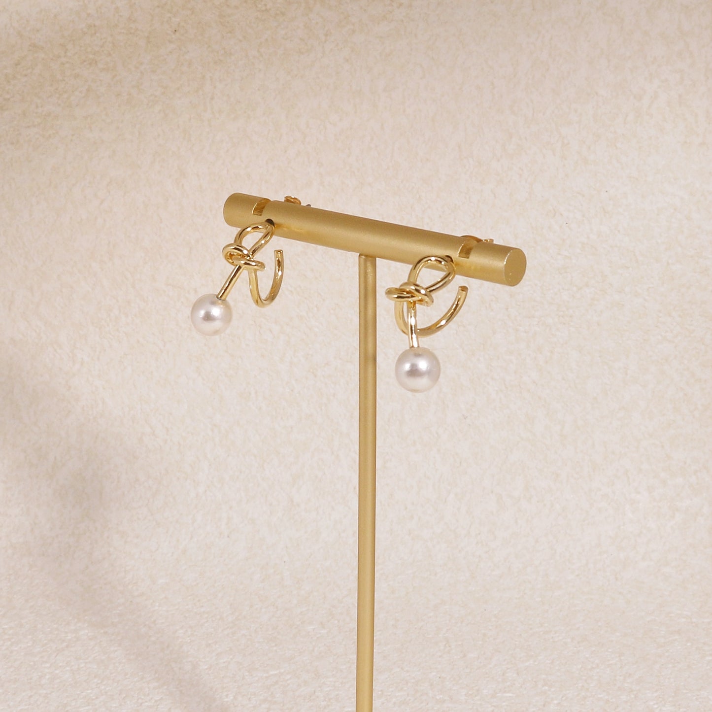 Vanessa Korean Ribbon Hoop Pearl Earrings