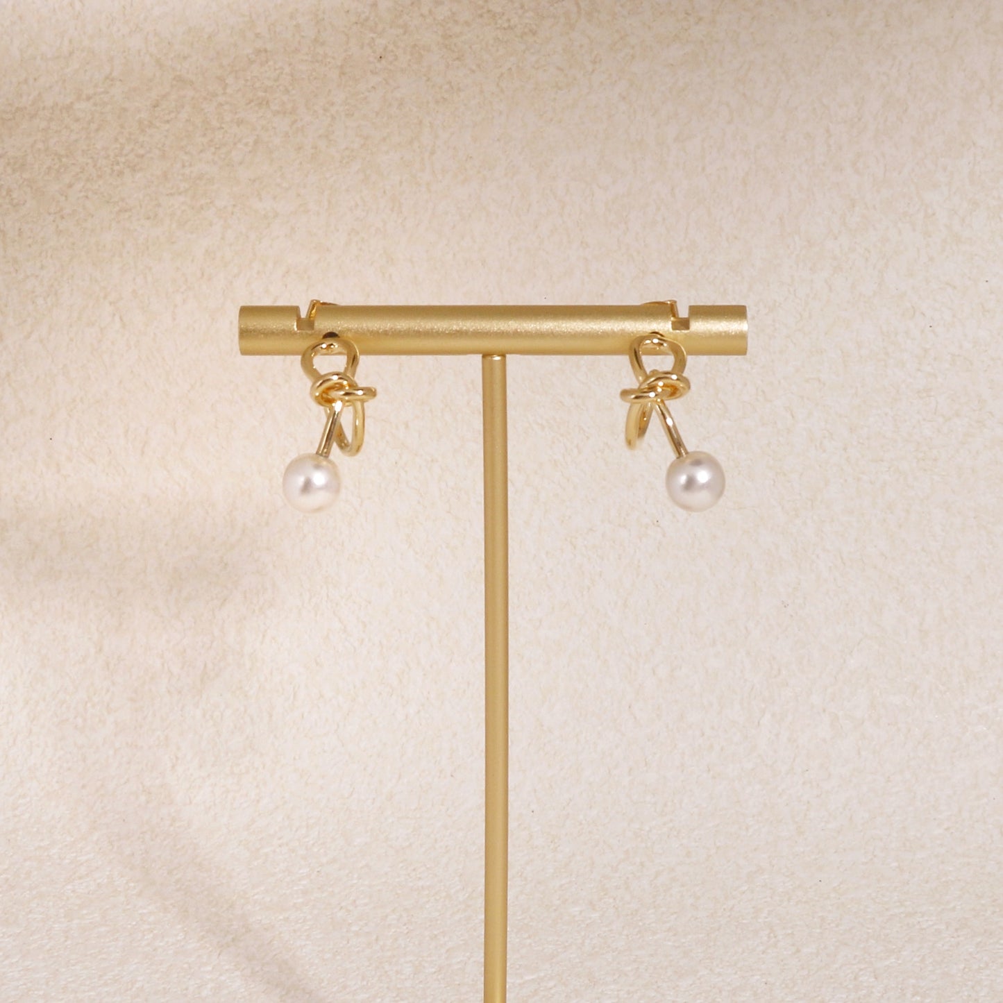 Vanessa Korean Ribbon Hoop Pearl Earrings