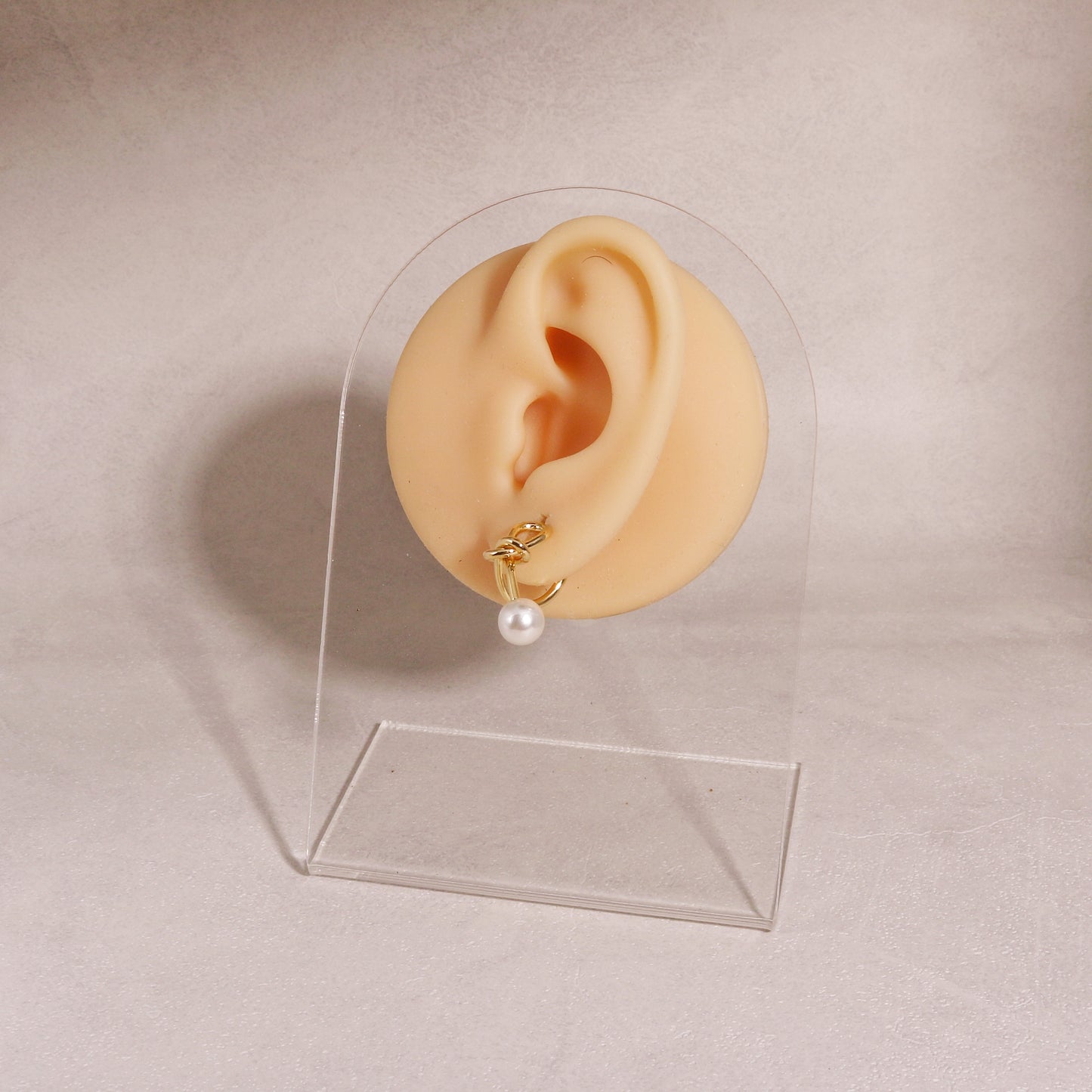 Vanessa Korean Ribbon Hoop Pearl Earrings