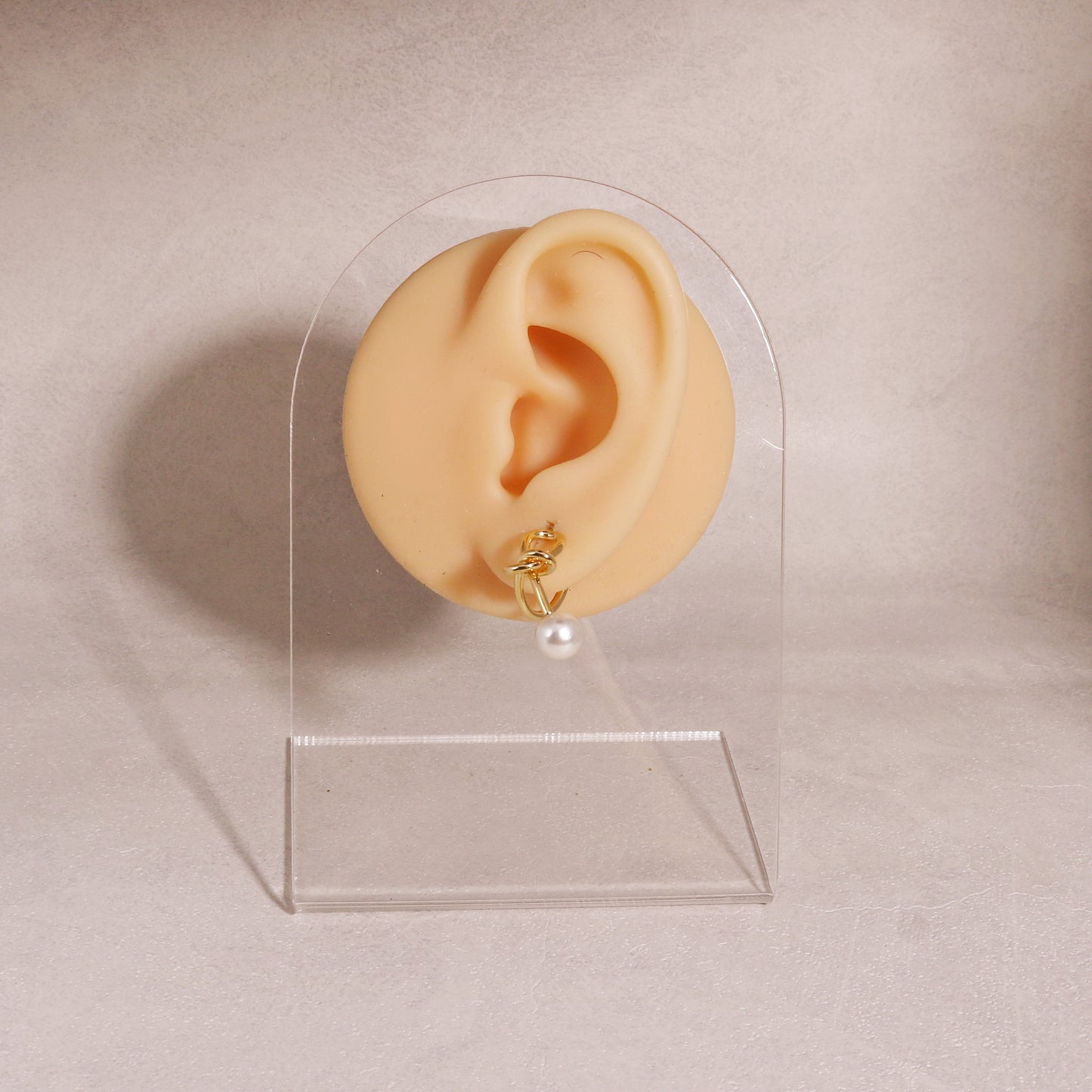 Vanessa Korean Ribbon Hoop Pearl Earrings